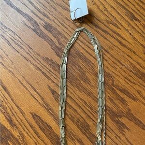 Gold colored Necklace and hoop earrings